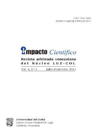Impacto Científico : Revista Arbitrada Venezolana del Núcleo Costa Oriental del Lago. Vol. 8, núm. 2, 2013
