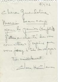 Carta de Clara H. Clemans a Guendoline. 16 de febrero 1982