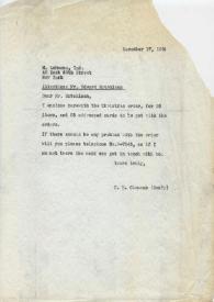 Carta de C. H. Clemans a Mr. Edward Hutchison. New York, 17 de diciembre de 1964