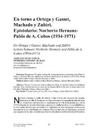 En torno a Ortega y Gasset, Machado y Zubiri. Epistolario: Norberto Hernánz-Pablo A. Cobos (1934-1971)