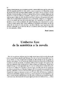 Umberto Eco : de la semiótica a la novela