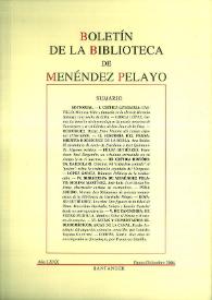 Boletín de la Biblioteca de Menéndez Pelayo. Año LXXX, enero-diciembre 2004
