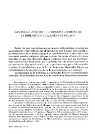 Las relaciones de sucesos manuscritas de la Biblioteca de Menéndez Pelayo
