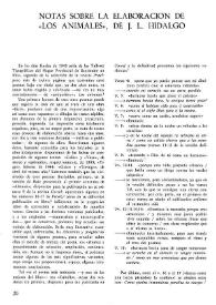 Notas sobre la elaboración de “Los animales”, de J. L. Hidalgo