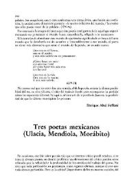 Tres poetas mexicanos (Ulacia, Mendiola, Morábito)