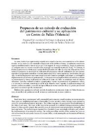 Propuesta de un método de evaluación del patrimonio cultural y su aplicación en Cortes de Pallás (Valencia)