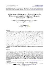 Criterios a utilizar para la determinación de delimitaciones submunicipales. Referentes aplicados en Andalucía