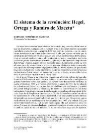 El sistema de la revolución: Hegel, Ortega y Ramiro de Maeztu