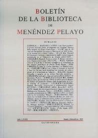 Boletín de la Biblioteca de Menéndez Pelayo. Año LXXIII, enero-diciembre 1997