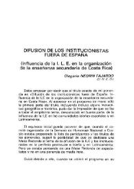 Difusión de los institucionistas fuera de España (Influencia de la ILE en la organización de enseñanza secundaria de Costa Rica)