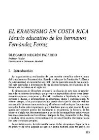 El Krausismo en Costa Rica. Ideario educativo de los Hermanos Fernández Ferraz