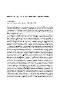 Traducir el siglo XIX: la labor de Rafael Cansinos Assens