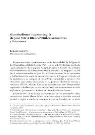 El periodismo hispano-inglés de José María Blanco White: costumbres y literatura