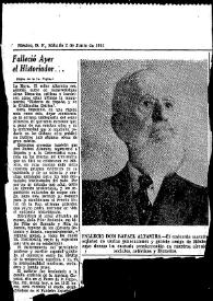 Artículos relativos al fallecimiento de Rafael Altamira. México, 1 de junio de 1951