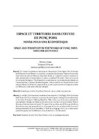 Espace et territoire dans l’oeuvre de Ponç Pons. Notes pour une écopoétique

