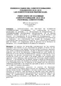 Primeros pasos del constitucionalismo colombiano, 1810-1815. Las constituciones provinciales 