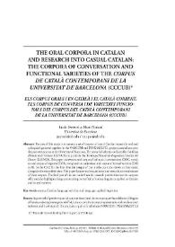 Els corpus orals en català i el català corrent: els corpus de conversa i de varietats funcionals del Corpus del Català Contemporani de la Universitat de Barcelona (CCCUB)