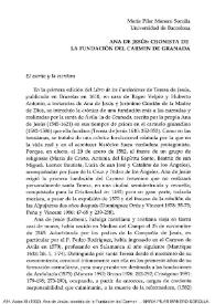 Ana de Jesús: cronista de la Fundación del Carmen de Granada 
