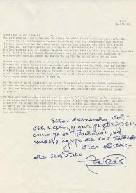 Carta mecanografiada de Segovia, Andrés a Luis Galve. 1983-07-19