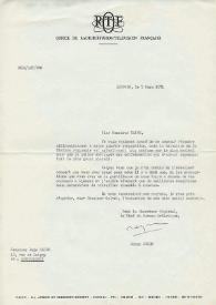Carta mecanografiada de Solon, Serge (Oficina de Radiodifusión Francesa) a Luis Galve. 1971-03-09
