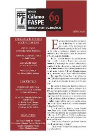 Revista Cálamo FASPE : lengua y literatura españolas. Núm. 69, 2021