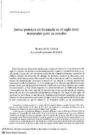 Justas poéticas en Granada en el siglo XVII: materiales para su estudio