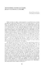 Notas sobre Antonio Machado, Baeza y la crítica literaria
