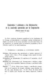 Enmiendas y adiciones a los diccionarios de la Academia aprobadas por la Corporación  (Febrero-marzo de 1975)
