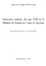 Manuscritos musicales del siglo XVIII de la Biblioteca del Instituto del Teatro de Barcelona