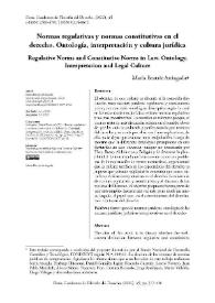 Normas regulativas y normas constitutivas en el derecho. Ontología, interpretación y cultura jurídica
