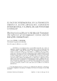 El factor internacional en la Transición española: la influencia del contexto internacional y el papel de las potencias centrales