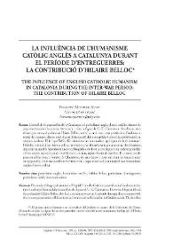 La influència de l’humanisme catòlic anglès a Catalunya durant el període d’entreguerres: la contribució d’Hilaire Belloc