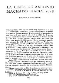 La crisis de Antonio Machado hacia 1926