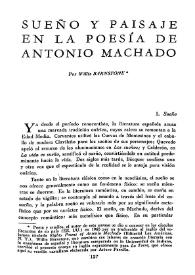 Sueño y paisaje en la poesía de Antonio Machado
