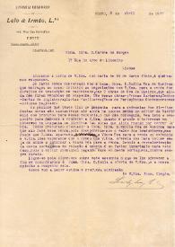 Carta de la Livraria Chardron de Lelo & Irmão a Carmen de Burgos. Porto, 14 de abril de 1920