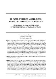 El paper d’Alfred Morel-Fatio en els inicis de la catalanística 

