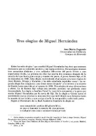 Tres elegías de Miguel Hernández