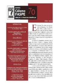 Revista Cálamo FASPE : lengua y literatura españolas. Núm. 70, 2022