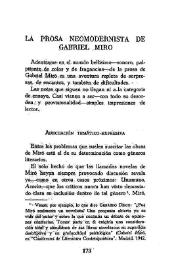 La prosa neomodernista de Gabriel Miró
