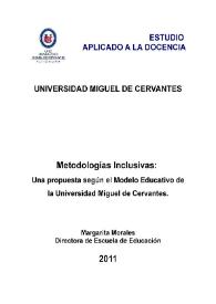 Metodologías Inclusivas: Una propuesta según el Modelo Educativo de la Universidad Miguel de Cervantes