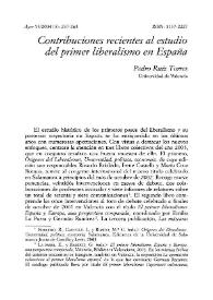 Contribuciones recientes al estudio del primer liberalismo en España