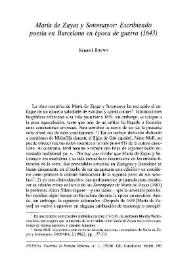 María de Zayas y Sotomayor: Escribiendo poesía en Barcelona en época de guerra (1643)