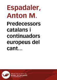 Predecessors catalans i continuadors europeus del cant V de l'Orlando furioso | Biblioteca Virtual Miguel de Cervantes
