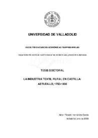 La industria textil rural en Castilla : Astudillo, 1750-1936 / Ricardo Hernández García | Biblioteca Virtual Miguel de Cervantes
