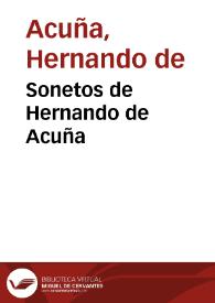 Sonetos de Hernando de Acuña / edición de Ramón García González | Biblioteca Virtual Miguel de Cervantes