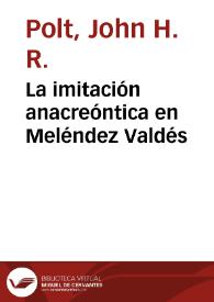 La imitación anacreóntica en Meléndez Valdés | Biblioteca Virtual Miguel de Cervantes