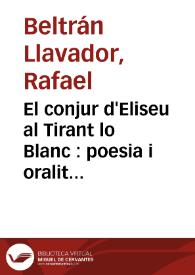 El conjur d'Eliseu al Tirant lo Blanc : poesia i oralitat en la literatura culta | Biblioteca Virtual Miguel de Cervantes