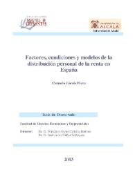 Factores, condiciones y modelos de la distribución personal de la renta en España / Carmelo García Pérez | Biblioteca Virtual Miguel de Cervantes