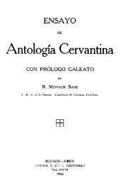 Ensayo de antología cervantina / Ricardo Monner Sans | Biblioteca Virtual Miguel de Cervantes
