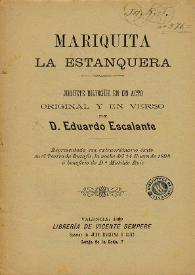 Mariquita la estanquera : juguete bilingüe en un acto / original y en verso de Eduardo Escalante | Biblioteca Virtual Miguel de Cervantes
